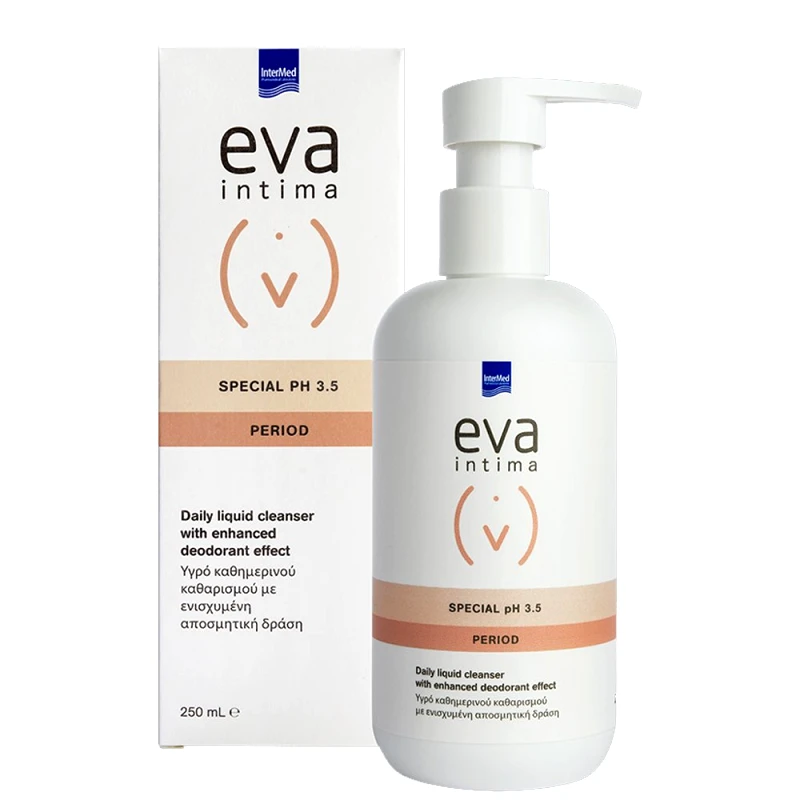 Eva Eva Intima Special pH 3.5 Period Καθημερινός Καθαρισμός της Ευαίσθητης Περιοχής & Φυσική Προστασία Από Δυσάρεστες Οσμές 250ml