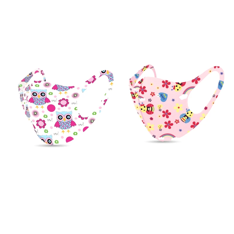 TiLi TiLi Fashion Face Mask Παιδικές Μάσκες Προσώπου Πολλαπλών Χρήσεων Με Σχέδια Μέλισσα - Κουκουβάγια Για Κορίτσι 2 Τεμάχια