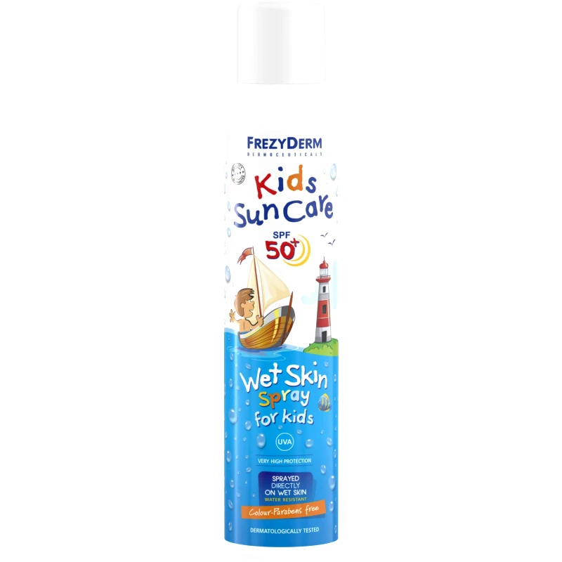 Frezyderm Frezyderm Kids Sun Care Spray Water Skin Spf50+ Παιδικό Αντηλιακό Πολύ Υψηλής Προστασίας, Απευθείας Ψεκασμός σε Υγρό Σώμα 200ml