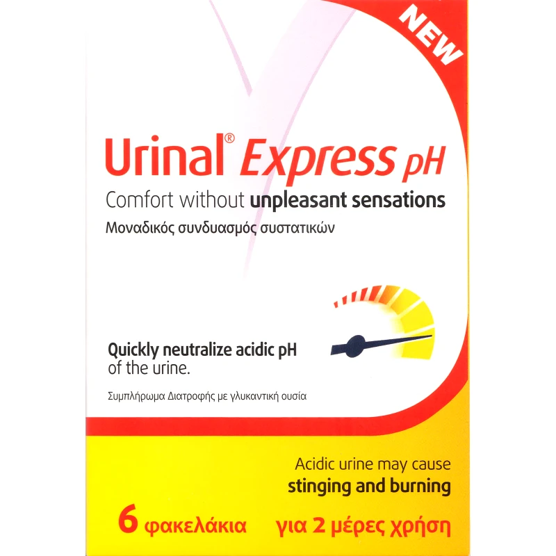 Walmark Walmark Urinal Express pH Συμπλήρωμα Διατροφής Αλκαλίων & Εκχυλίσματος Βοτάνων για Άμεση Ουδετεροποίηση του Όξινου pH των Ούρων Κατά την Ουρολοίμωξη & Ανακούφιση από το Τσούξιμο & την Αίσθηση Καύσου 6 Sachets