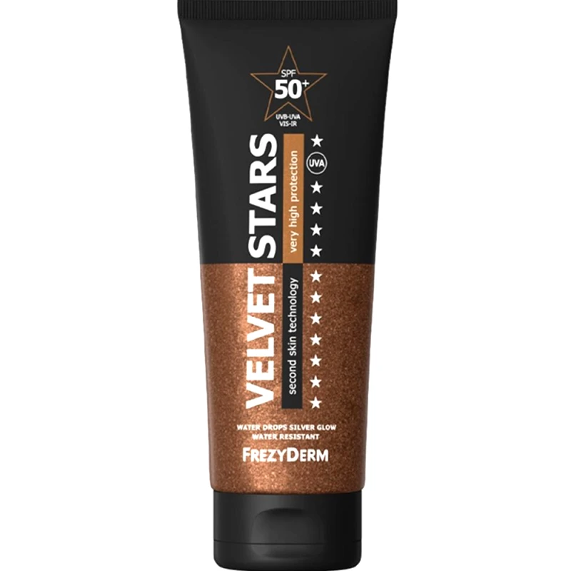 Frezyderm Frezyderm Velvet Stars Spf50+ Silver Glow Αντιηλιακό Προσώπου - Σώματος Πολύ Υψηλής Προστασίας, με Glitter, Βελούδινης Υφής που Χαρίζει Λάμψη & Όψη Βρεγμένου Δέρματος Διαρκείας 175ml