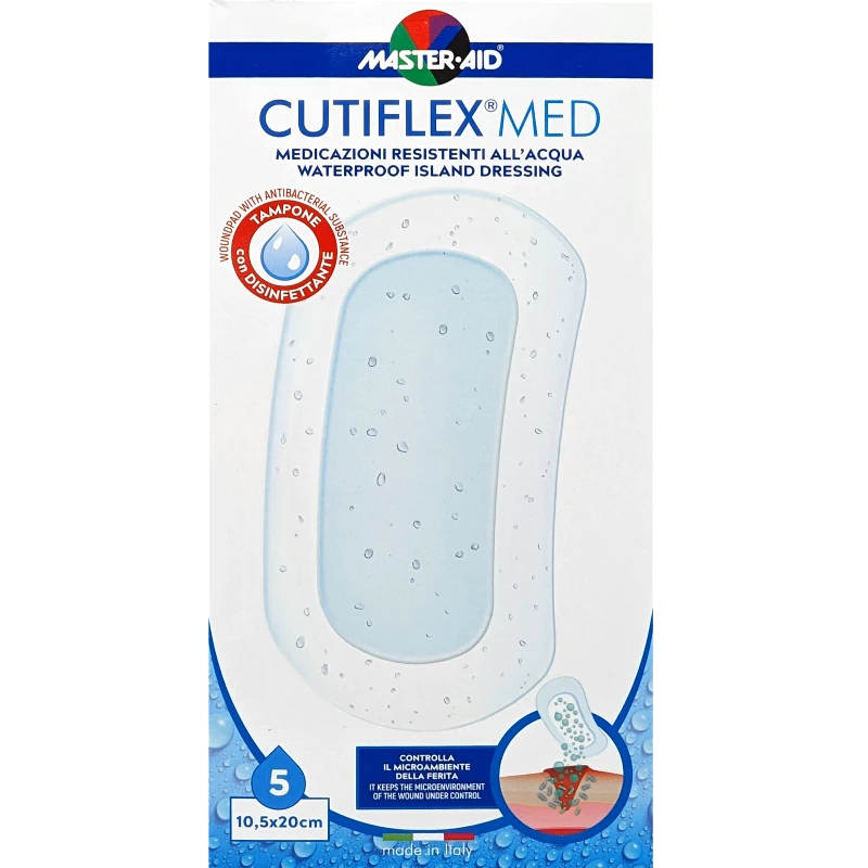 Master Aid Master Aid Cutiflex Med Waterproof Island Dressing 10.5x20cm Αδιάβροχα Μετεγχειρητικά Επιθέματα 5 Τεμάχια