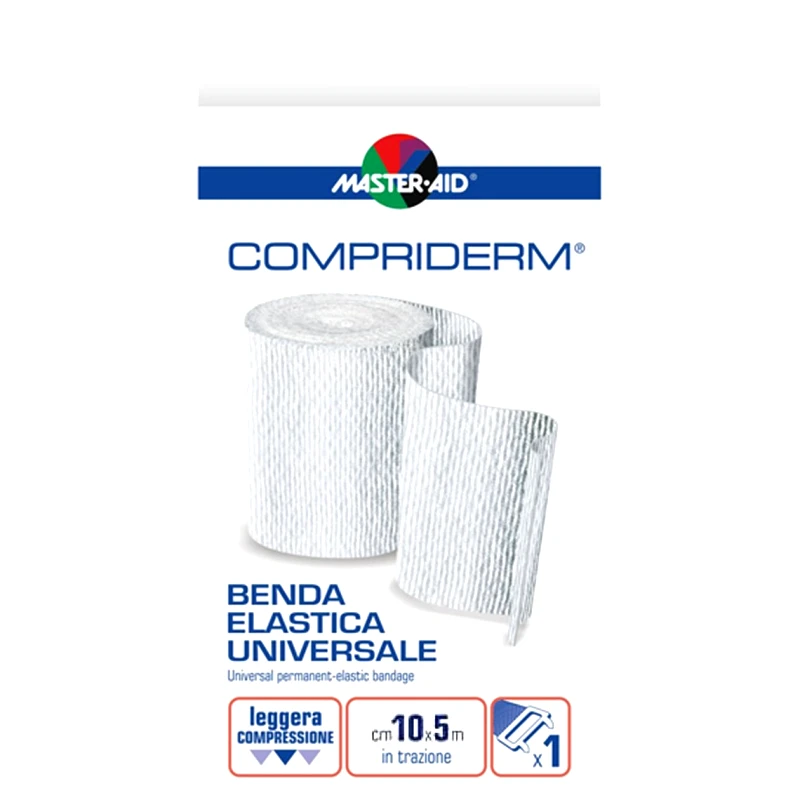 Master Aid Master Aid Compriderm Universal Permanent-Elastic Bandage 5m x 10cm Ελαστικός Επίδεσμος με Άγκιστρα σε Άσπρο Χρώμα 1 Τεμάχιο