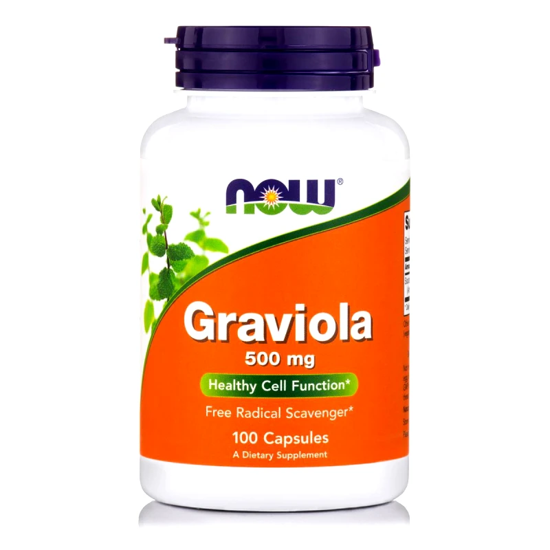 Now Now Foods Graviola 500mg Συμπλήρωμα Διατροφής με Ισχυρές Καρδιοτονωτικές & Αγγειοδιασταλτικές Ιδιότητες 100veg.caps