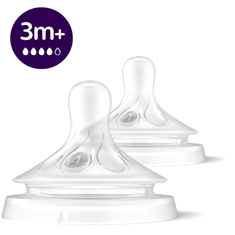 Philips Avent Philips Avent Natural Response Teat 3m+ Θηλή Σιλικόνης Ροής 4 Οπών 2 Τεμάχια, Κωδ SCY964/02