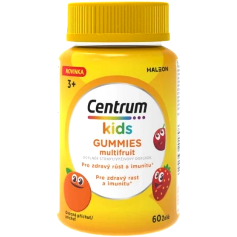 Centrum Centrum Kids Gummies 3+ Years Συμπλήρωμα Διατροφής για Παιδιά με 8 Βιταμίνες, Μέταλλα & Ιχνοστοιχεία για Ενδυνάμωση του Ανοσοποιητικού - Μυοσκελετικού Συστήματος & της Γνωσιακής Λειτουργίας με Γεύση Φρούτων 60 Softgels - Multifruit
