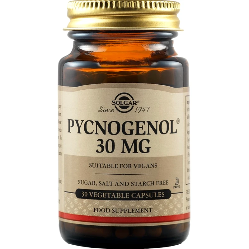 Solgar Solgar Pycnogenol 30mg Συμπλήρωμα Διατροφής Εκχυλίσματος Πεύκου για την Καλή Υγεία του Καρδιαγγειακού & Ανοσοποιητικού Συστήματος 30veg.caps