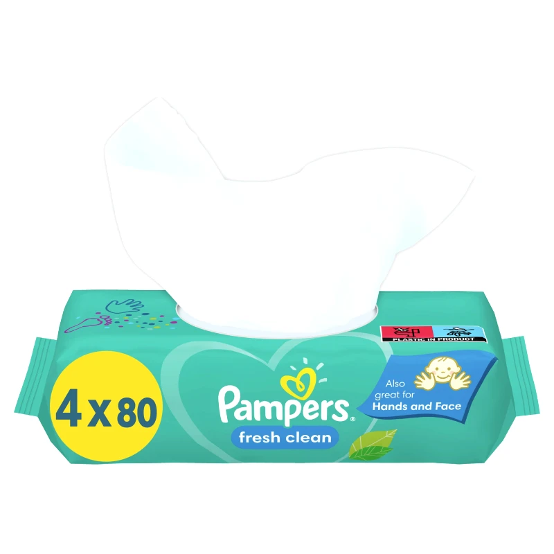 Pampers Pampers Fresh Clean Wipes Απαλά Μωρομάντηλα με Υπέροχο Άρωμα Φρεσκάδας 320 Τεμάχια (4x80 Τεμάχια)
