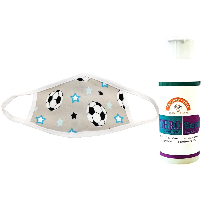 Garden Garden Promo Face Mask Μάσκα Παιδική Προσώπου Υφασμάτινη Πολλαπλών Χρήσεων για Αγόρια & ErythroSept Antiseptic Gel 60ml