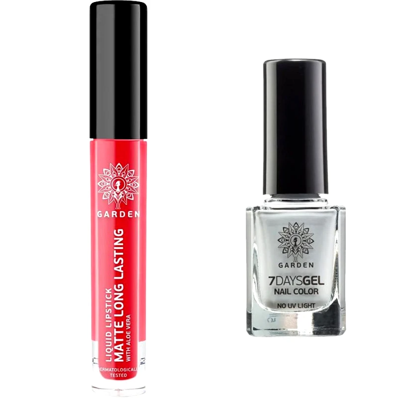 Garden Garden Promo Liquid Lipstick 05 Matte Long Lasting 4ml & 7 Days Gel Nail Color 48, 12ml