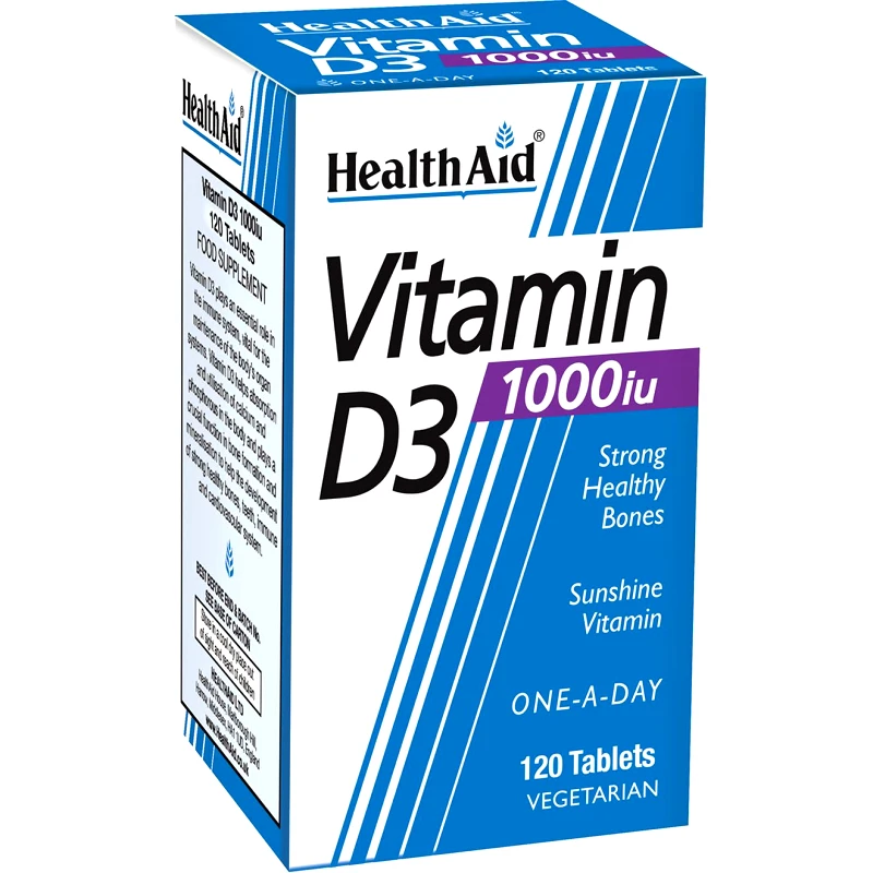 Health Aid Health Aid Vitamin D3 1000iu Συμπλήρωμα Διατροφής Βιταμίνης D3 για την Καλή Υγεία των Οστών, Δοντιών & Ενίσχυση του Ανοσοποιητικού 120tabs