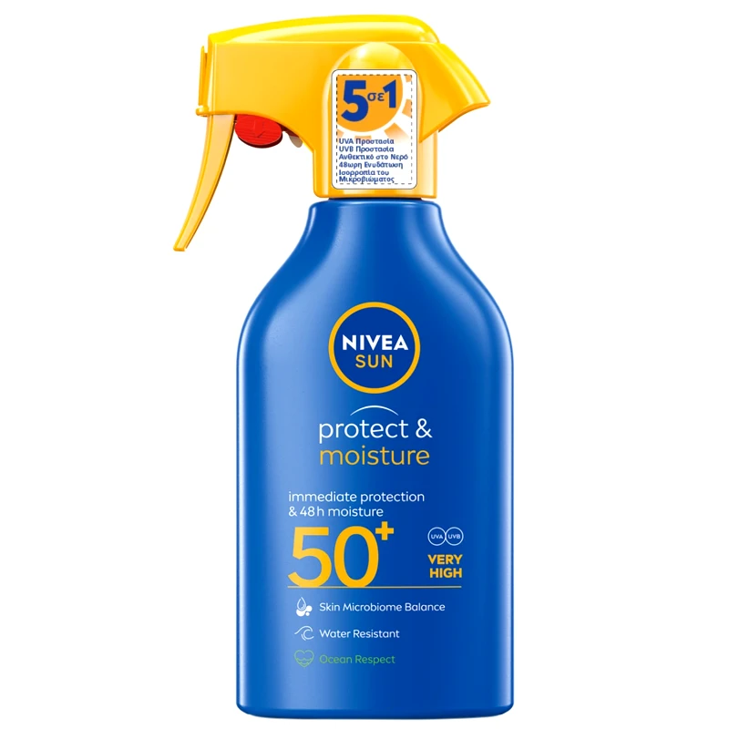 Nivea Nivea Sun Protect & Moisture 5 in 1 Spf50+ Αντηλιακό & Ενυδατικό Γαλάκτωμα Σώματος Πολύ Υψηλής Προστασίας σε Μορφή Σπρέι 270ml
