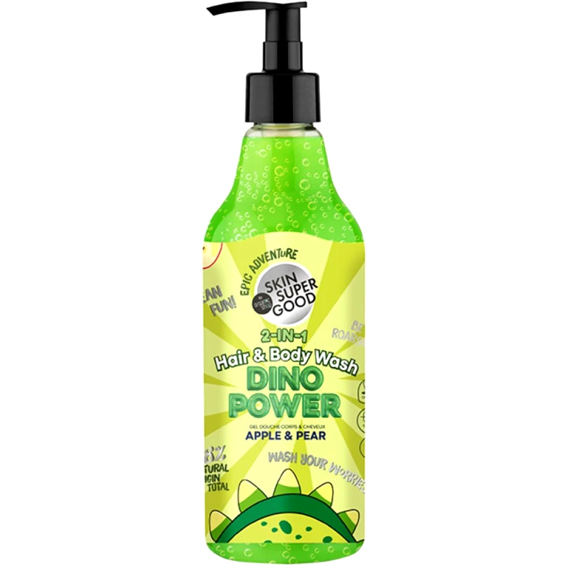 Natura Siberica Organic Shop Dino Power Apple & Pear 2-In-1 Hair & Body Wash Ενυδατικό Αφρόλουτρο & Σαμπουάν 2 σε 1 με Άρωμα Αχλάδι & Μήλο για Μαλλιά & Σώμα με Αντλία 500ml