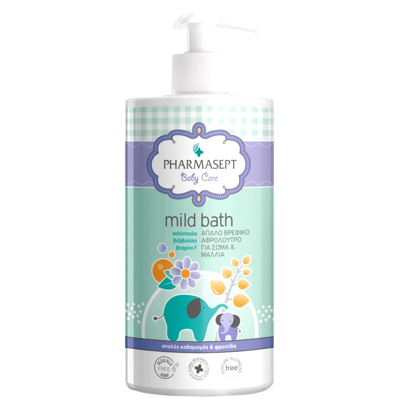 Pharmasept Pharmasept Baby Care Mild Bath 3m+ Βρεφικό Αφρόλουτρο για Σώμα - Μαλλιά Χωρίς Αλκάλια ή Σαπούνι με Ουδέτερο pH 1L