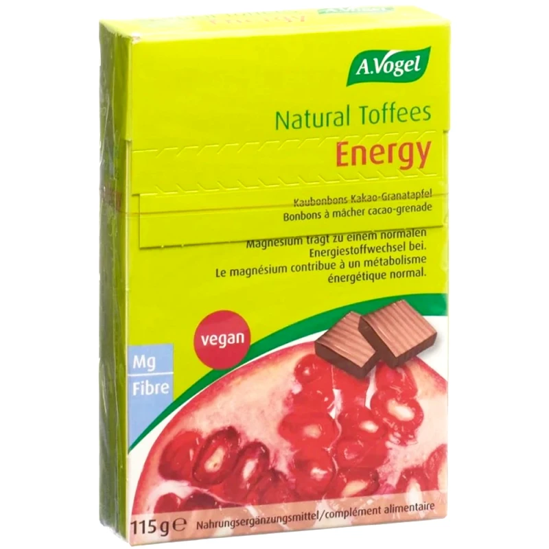 A.VOGEL A.Vogel Natural Toffees Energy Συμπλήρωμα Διατροφής με Κακάο & Ρόδι για Ενέργεια 115g