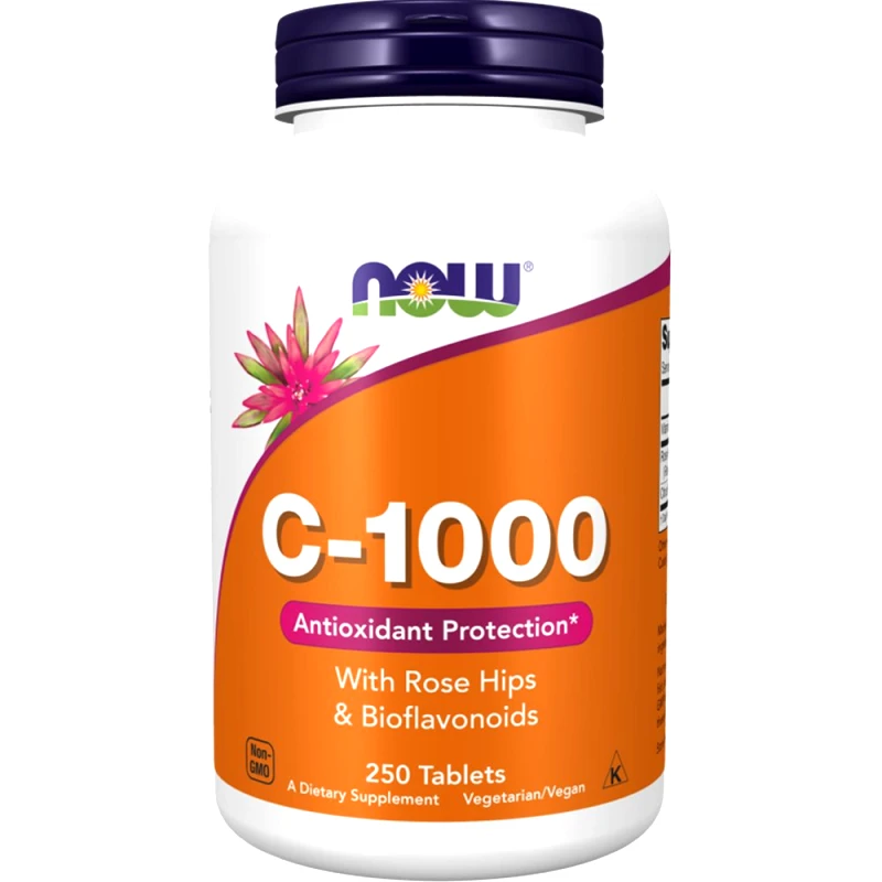 Now Now Foods Vitamin C-1000 with Rose Hips & Bioflavonoids Συμπλήρωμα Διατροφής με Βιταμίνης C, Σκόνη Αγριοτριανταφυλλιάς & Σύμπλεγμα από Βιοφλαβονοειδή Εσπεριδοειδών για Ενίσχυση του Ανοσοποιητικού & Ολοκληρωμένη Αντιοξειδωτική Προστασία 250tabs