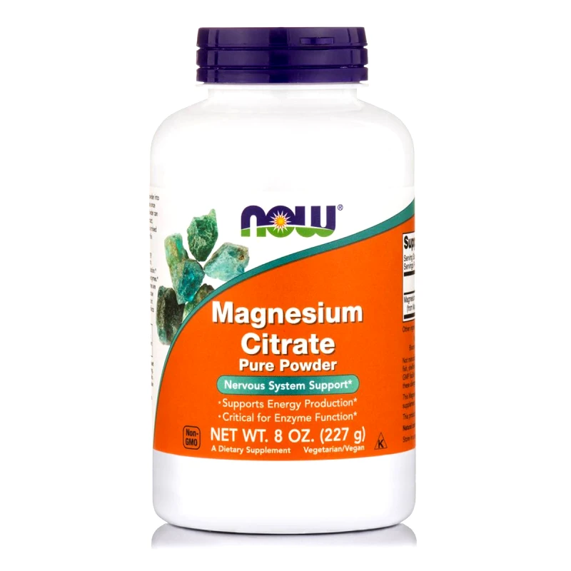 Now Now Foods Magnesium Citrate Pure Powder (Vegetarian) Συμπλήρωμα Διατροφής που Υποστηρίζει την Νευρομυική Λειτουργία 227gr