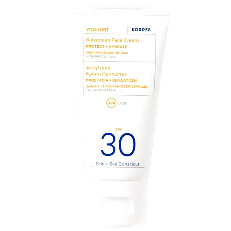 Korres Korres Yoghurt Sunscreen Face Cream Protect & Hydrate Spf30 Αντηλιακή Κρέμα Προσώπου Υψηλής Προστασίας με Εκχύλισμα Γιαούρτι & Πανθενόλη 50ml