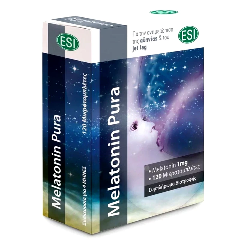ESI Esi Melatonin Pura 1mg Συμπλήρωμα Διατροφής για την Αντιμετώπιση της Αϋπνίας & του Jet Lag 120tabs