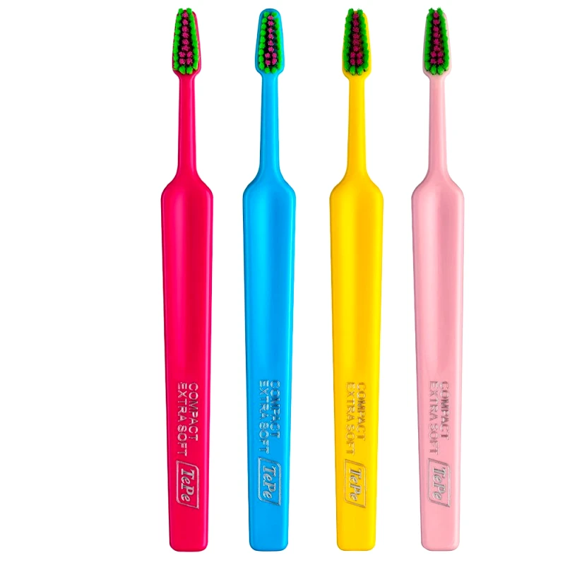 Tepe Tepe Colour Compact Extra Soft Toothbrush Οδοντόβουρτσα με Πολύ Μαλακές Ίνες & Μικρό Μέγεθος Κεφαλής 4 Τεμάχια - Multicolor 9