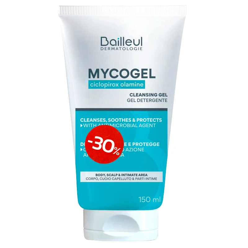 BIORGA DERMATOLOGIE Bailleul Promo Ciclopirox Olamine Mycogel Cleansing Gel Καταπραϋντικό Τζελ Καθαρισμού για Σώμα, Μαλλιά & Ευαίσθητη Περιοχή με Αντιμικροβιακό Παράγοντα 150ml