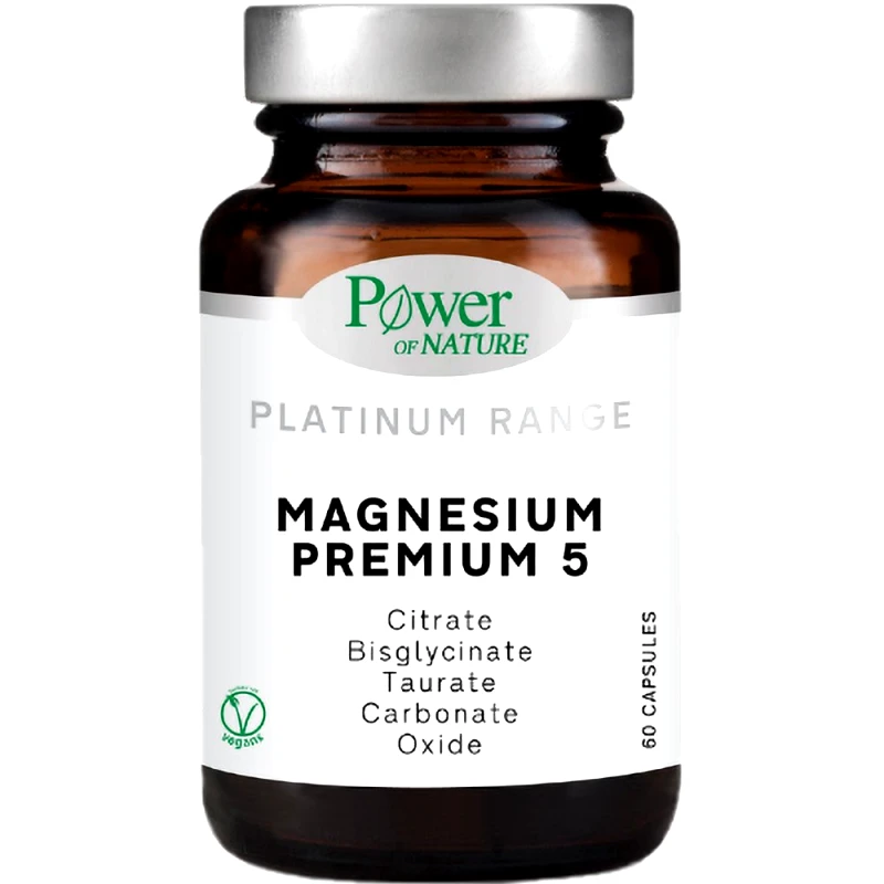 Power Health Power Health Platinum Range Magnesium Premium 5 Συμπλήρωμα Διατροφής με Μαγνήσιο για την Καλή Λειτουργία του Νευρικού Συστήματος 60caps