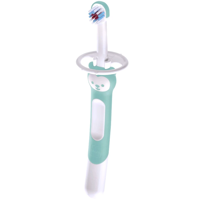 Mam Mam Learn to Brush Soft Toothbrush 5m+ Βρεφική, Εκπαιδευτική Οδοντόβουρτσα με Μαλακές Ίνες & Ασπίδα Προστασίας 1 Τεμάχιο, Κωδ 605 - Τιρκουάζ