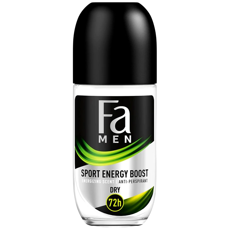 FA Fa Men Deodorant Roll-On Sport Energy Boost Ανδρικό Αποσμητικό για Μέγιστη Φρεσκάδα & Άρωμα Μεγάλης Διάρκειας 50ml