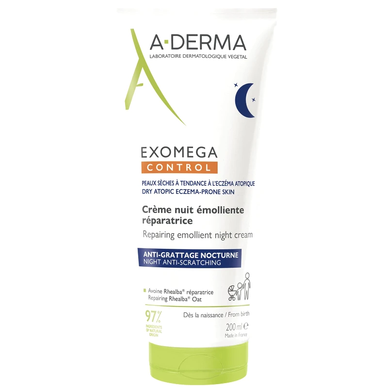 A-Derma A-Derma Exomega Control Repairing Emollient Night Cream Επανορθωτική Μαλακτική Κρέμα Νυκτός που Καταπολεμά την Αίσθηση Κνησμού 200ml