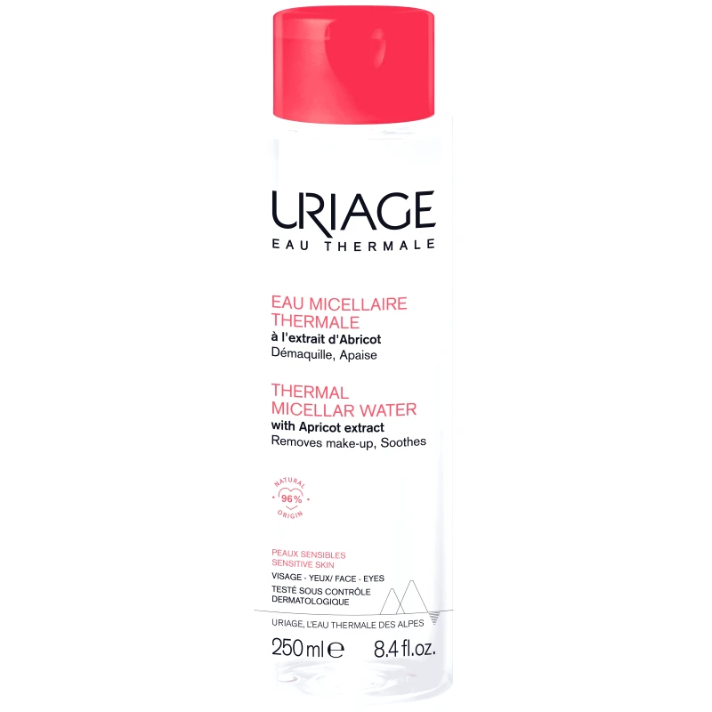 Uriage Uriage Thermal Micellar Water with Apricot Extract Ιαματικό Μικυλλιακό Νερό για Ντεμακιγιάζ με Βερίκοκο, Κατάλληλο για Ευαίσθητες Επιδερμίδες 250ml