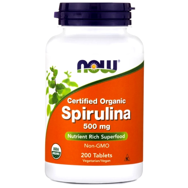 Now Now Foods Spirulina 500mg Organic Συμπλήρωμα Διατροφής με Σπιρουλίνα για Τόνωση, Πηγή Πρωτεΐνης με Αντιοξειδωτική Δράση 200tabs