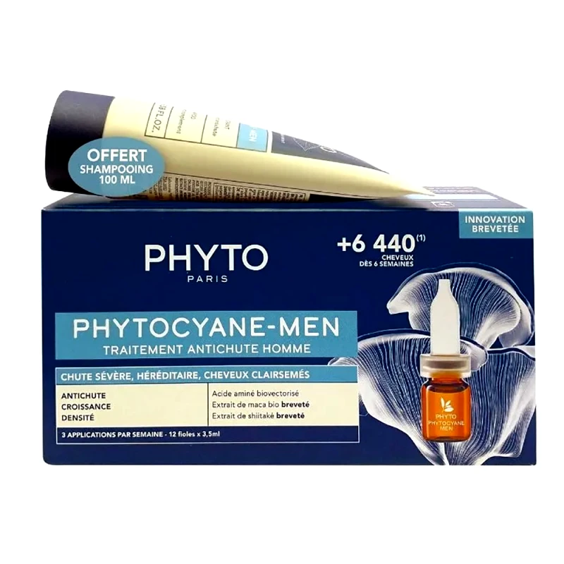 Phyto Paris Phyto Πακέτο Προσφοράς Phytocyane Anti-Hair Loss Treatment for Men 12x3,5ml & Δώρο Phytocyane Men Invigorating Shampoo Anti-Hair Loss 100ml