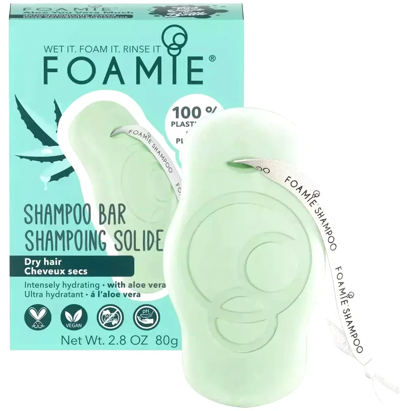 Foamie Foamie Aloe You Vera Much Intensely Hydrating Shampoo Bar Μπάρα Καθαρισμού με Aloe Vera & Αμυγδαλέλαιο για Ενυδάτωση & Φυσική Λάμψη σε Ξηρά Μαλλιά 80g