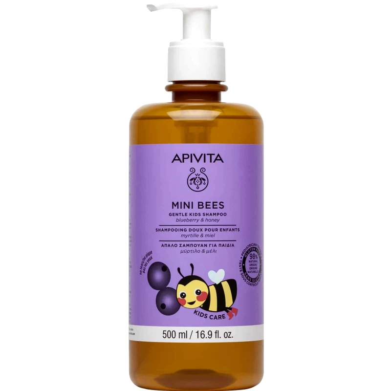 Apivita Apivita Mini Bees Gentle Kids Shampoo Παιδικό Σαμπουάν με Μύρτιλο & Μέλι 500ml