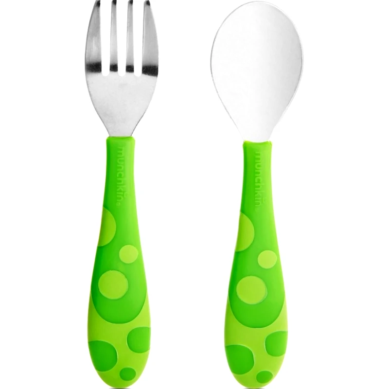Munchkin Munchkin Toddler Fork & Spoon Set 12m+ Εκπαιδευτικό Σετ Πιρούνι - Κουτάλι 1 Τεμάχιο - Πράσινο