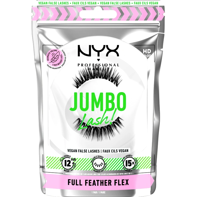 NYX Professional Makeup Nyx Professional Makeup Jumbo Lash! Vegan False Lashes Ψεύτικες Βλεφαρίδες για Καθηλωτικό Όγκο 1 Τεμάχιο - 07 Full Feather Flex