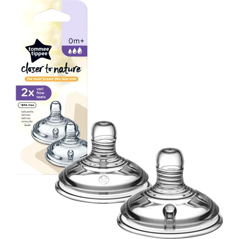 Tommee Tippee Tommee Tippee Closer to Nature Vari Flow Teats 0m+ Θηλή Σιλικόνης Μεταβλητής Ροής με Οπή σε Σχήμα Χ 2 Τεμάχια, Κωδ 424587