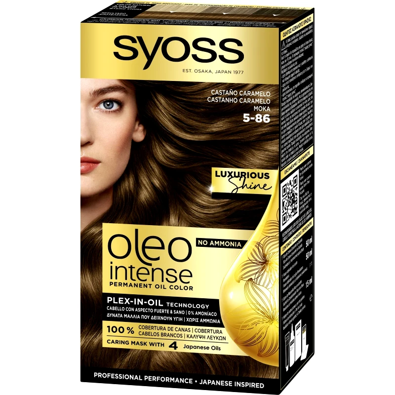 Syoss Syoss Oleo Intense Permanent Oil Hair Color Kit Επαγγελματική Μόνιμη Βαφή Μαλλιών για Εξαιρετική Κάλυψη & Έντονο Χρώμα που Διαρκεί, Χωρίς Αμμωνία 1 Τεμάχιο - 5-86 Μόκα