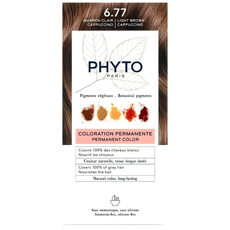 Phyto Paris Phyto Permanent Hair Color Kit Μόνιμη Βαφή Μαλλιών με Φυτικές Χρωστικές, Χωρίς Αμμωνία 1 Τεμάχιο - 6.77 Μαρόν Ανοιχτό Καπουτσίνο