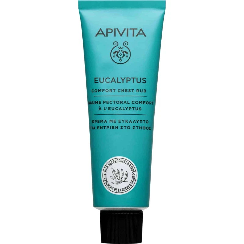 Apivita Apivita Eucalyptus Comfort Chest Rub Cream Κρέμα με Ευκάλυπτο για Εντριβή στο Στήθος, Κατάλληλη για την Καταπολέμηση των Συμπτωμάτων Κρυολογήματος, την Ανακούφιση Μυικών Πόνων & τη Ρινική Αποσυμφόρηση 50ml