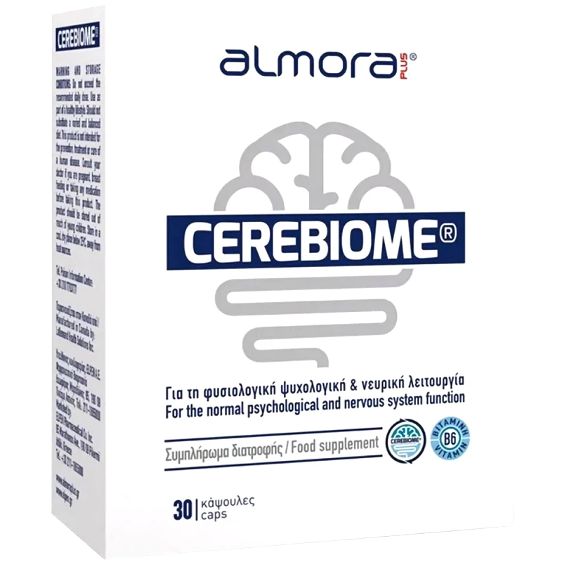 Almora Plus Almora Plus Cerebiome 30caps Συμπλήρωμα Διατροφής Προβιοτικών & Βιταμίνης Β6 για τη Φυσιολογική Ψυχολογική & Νευρική Λειτουργία Κατά του Στρες 30caps