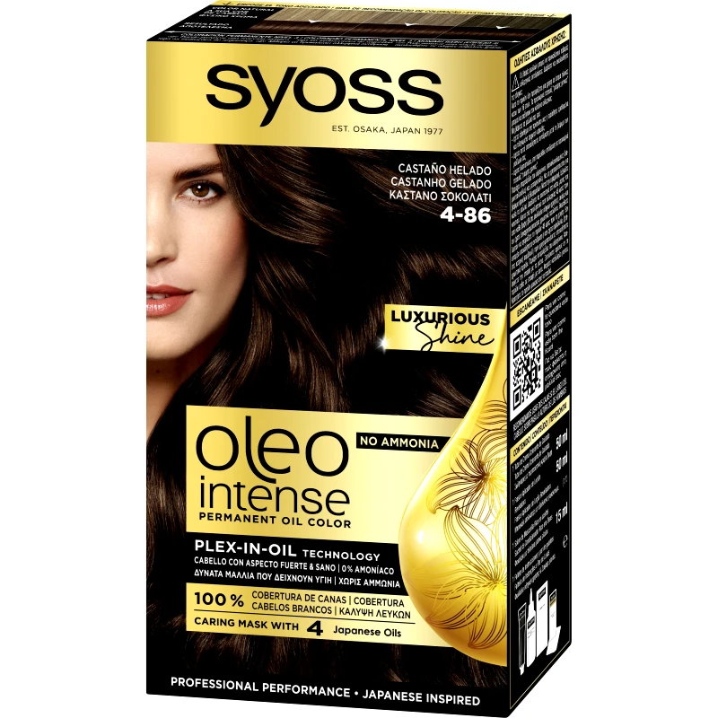 Syoss Syoss Oleo Intense Permanent Oil Hair Color Kit Επαγγελματική Μόνιμη Βαφή Μαλλιών για Εξαιρετική Κάλυψη & Έντονο Χρώμα που Διαρκεί, Χωρίς Αμμωνία 1 Τεμάχιο - 4-86 Καστανό Σοκολατί
