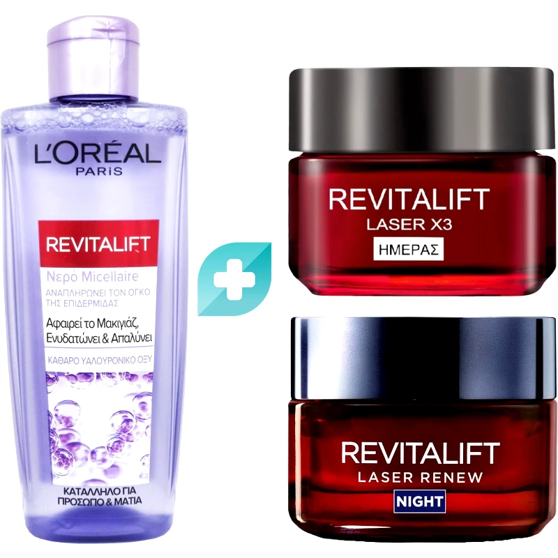 Loreal Paris L'oreal Paris Πακέτο Προσφοράς Revitalift Laser Anti-Aging Day Cream 50ml & Laser x3 Triple Action Anti-Aging Night Cream 50ml & Micellar Water 200ml