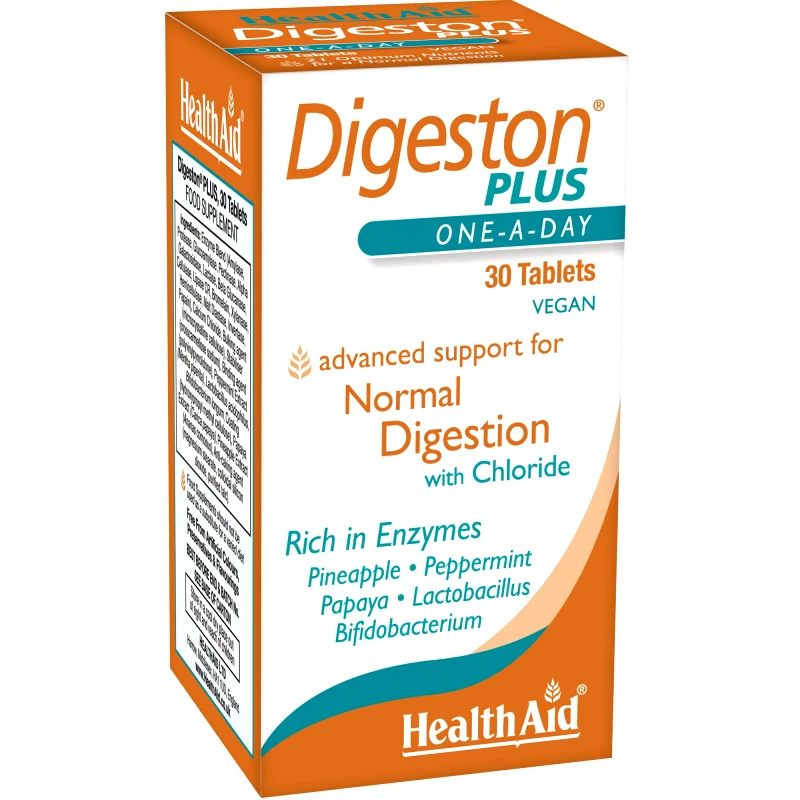 Health Aid Health Aid Digeston Plus Συμπλήρωμα Διατροφής Πεπτικών Ενζύμων & Προβιοτικών για την Καλή Υγεία του Γαστροπεπτικού Συστήματος & Καλύτερη Πέψη 30tabs