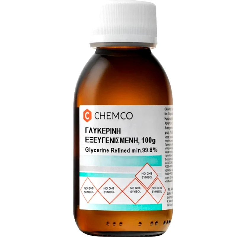 Syndesmos Group Chemco Glycerine Refined 99.8% Φυτική Εξευγενισμένη Γλυκερίνη Κατάλληλη για Χρήση ως Συστατικό σε Καλλυντικά & Τρόφιμα 100g
