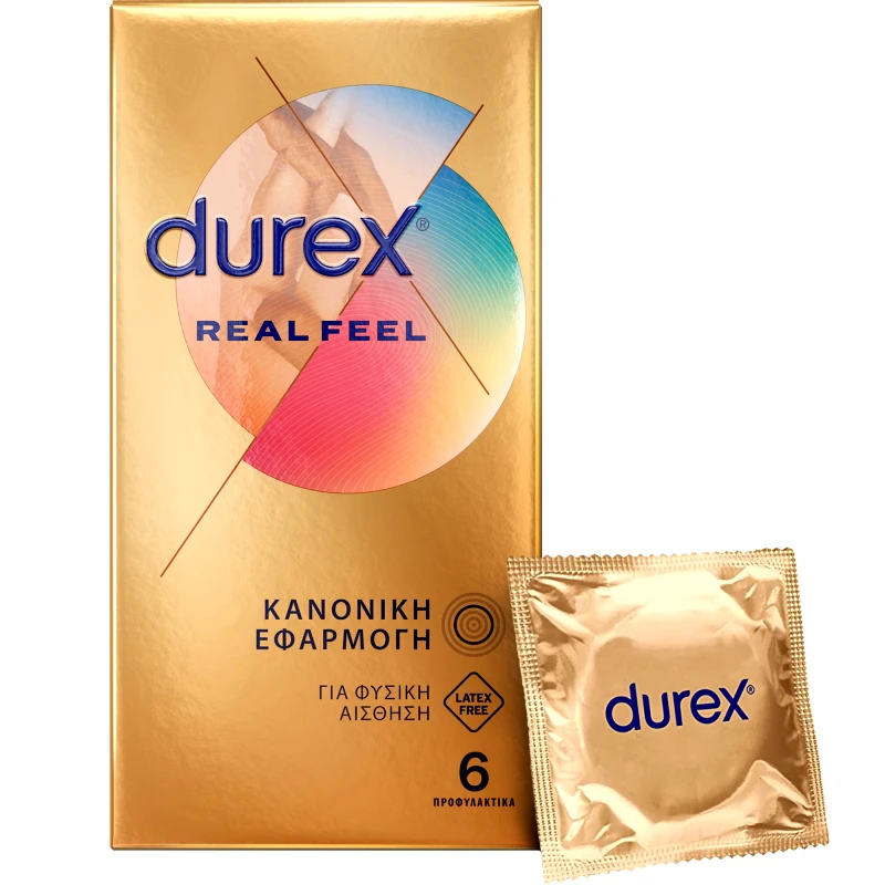 Durex Durex Real Feel Condoms Προφυλακτικά για πιο Φυσική Αίσθηση, Χωρίς Λάτεξ 6 Τεμάχια