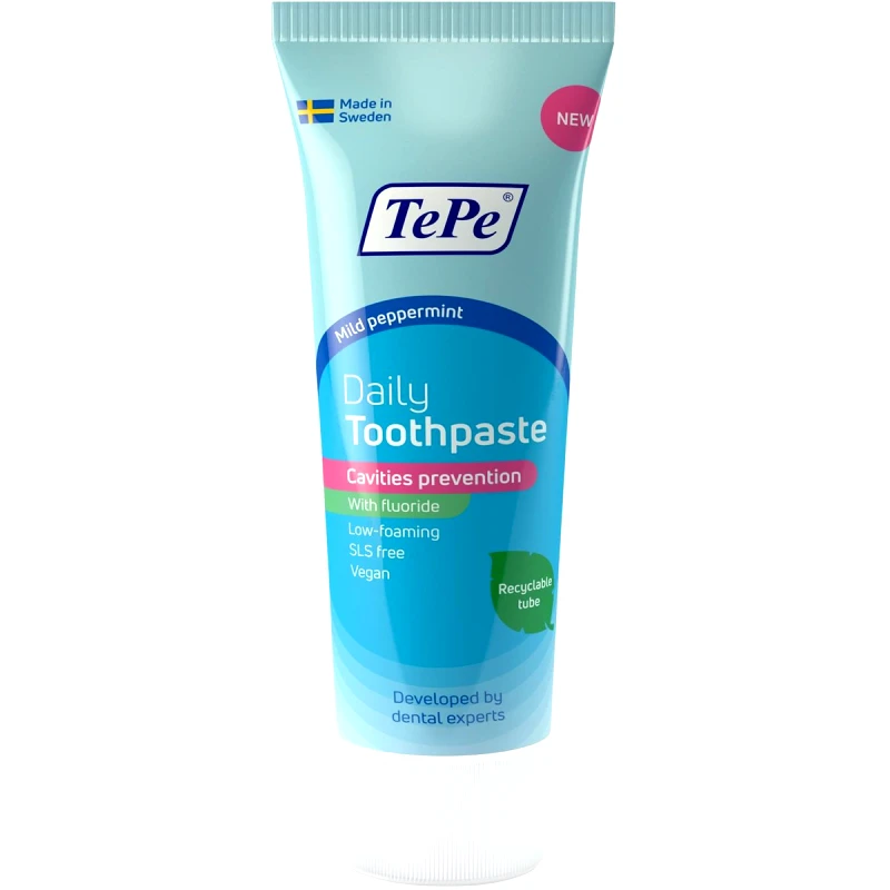 Tepe TePe Daily Toothpaste Mild Peppermint Cavities Prevention Οδοντόκρεμα Καθημερινής Χρήσης με Φθόριο 1450ppm & Ήπια Γεύση Μέντας Κατά της Τερηδόνας 75ml
