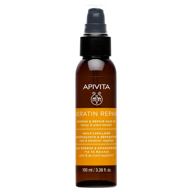Apivita Apivita Keratin Repair & Nourish Hair Oil Λάδι Θρέψης & Επανόρθωσης για Ξηρά & Ταλαιπωρημένα Μαλλιά με Μέλι & Φυτική Κερατίνη 100ml