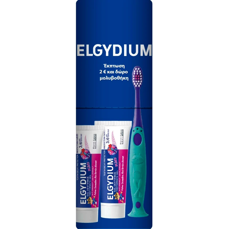 Pierre Fabre Oral Care Elgydium Promo Kids Soft Toothbrush 2-6 Years 1 Τεμάχιο Ροζ / Φούξια & Toothpaste Red Berries 100ml (2x50ml)