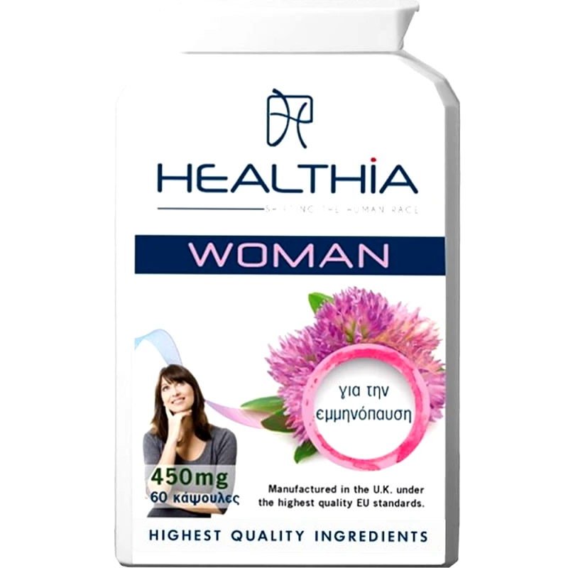 Healthia Healthia Woman 450mg Συμπλήρωμα Διατροφής Βιταμινών, Μετάλλων & Εκχυλίσματος Βοτάνων για την Αντιμετώπιση των Συμπτωμάτων της Εμμηνόπαυσης 60caps